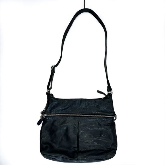 Rudsak Black Leather Shoulder Bag – Women's Medium Crossbody Satchel with Zip De - Picture 4 of 13